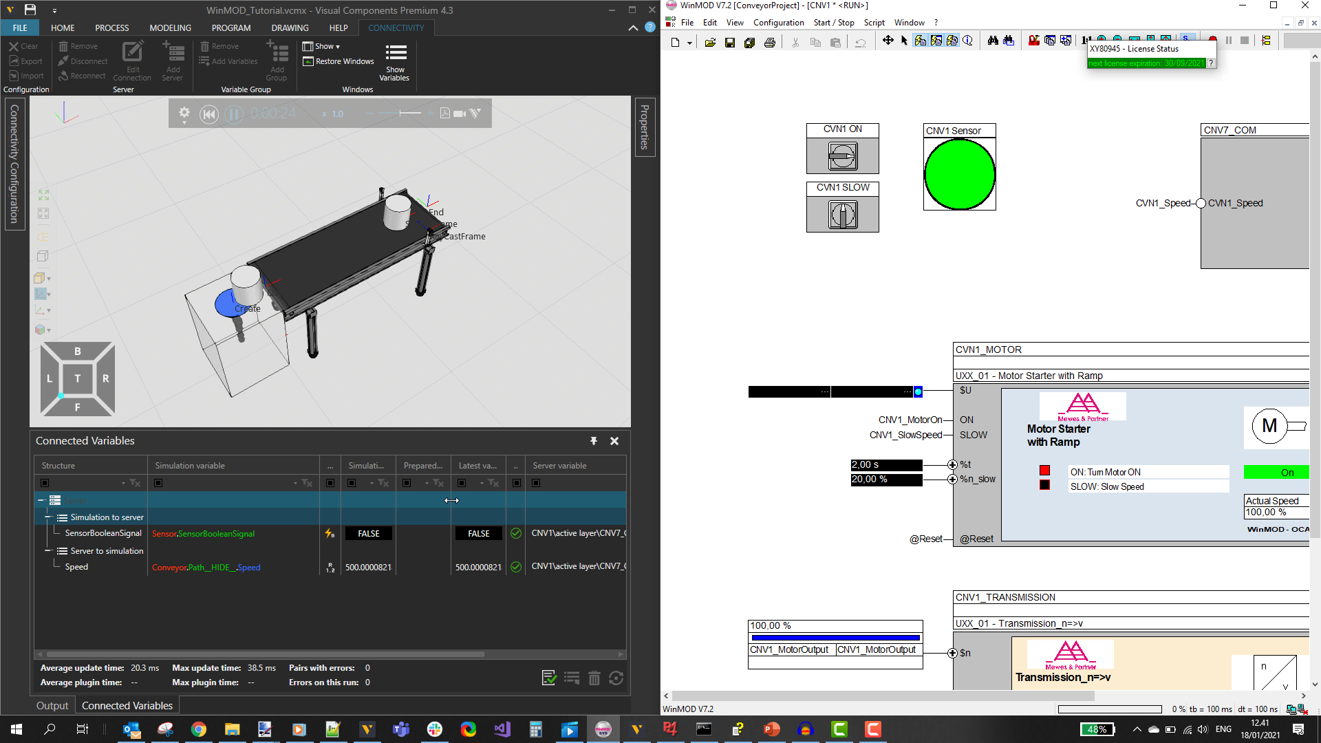 Connect to WinMOD simulation Visual Components Academy